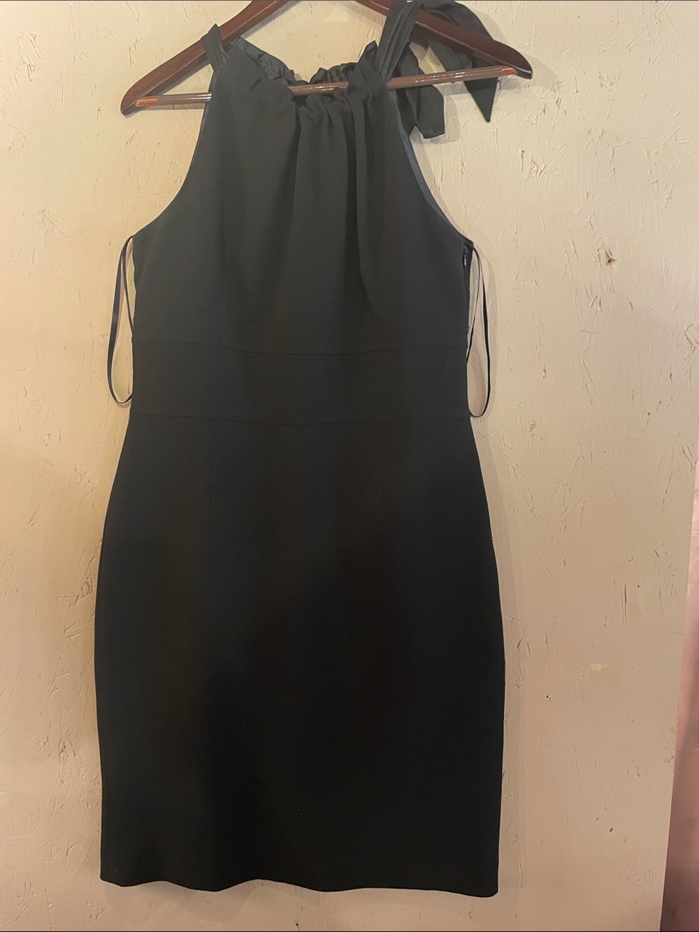 Ann Taylor One-Shoulder Black Sheath Dress with Tie Detail
